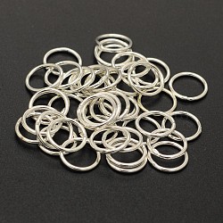 Brass Round Rings, Soldered Jump Rings, Closed Jump Rings, Cadmium Free & Lead Free, Silver Color Plated, 18 Gauge, 8x1mm, 7x1mm, Inner Diameter: 5mm, about 85pcs/10g(X-KK-M165-7mm-02S-RS)