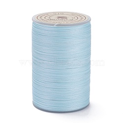Round Waxed Polyester Thread String, Micro Macrame Cord, Twisted Cord, for Leather Sewing Stitching, Light Blue, 0.3~0.4mm, about 174.98 Yards(160m)/Roll(YC-D004-02A-015)