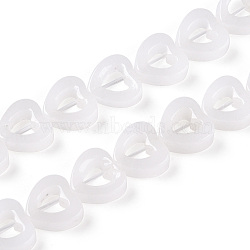 Natural White Jade Beads Strands, Hollow Heart, 10x10x3~4mm, Hole: 1mm, about 20pcs/strand, 7.48 inch(19cm)(G-N342-96)