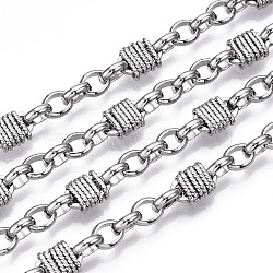 Brass Twist Knot Lock Link Chains, Unwelded, with Spool, Real Platinum Plated, 9.5x7x3.5mm, Links: 6.5x5.5x2mm, about 39.37 Feet(12m)/Roll(CHC-T016-17P)