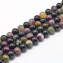 Natural Tourmaline Beads Strands, Grade A, Round, 10mm, Hole: 1mm, about 40pcs/strand, 15.7 inch(G-R446-10mm-03)