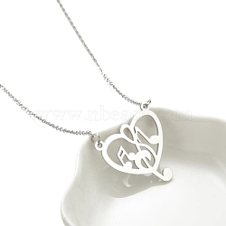 Stainless Steel Musical Theme Pendant Necklace for Women, Stainless Steel Color, Heart Pattern, 17.72 inch(45cm)(MUSI-PW0001-08A-P)