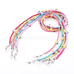 Eyeglasses Chains, Neck Strap for Eyeglasses, with Acrylic Round Beads, Polymer Clay Dessert Beads and Rubber Loop End, Mixed Color, 27.95 inch(71cm)(AJEW-EH00336)