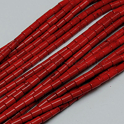 Synthetic Turquoise Beads Strands, Dyed, Column, Red, 8~9x5mm, Hole: 1mm, about 46pcs/strand, 15.2 inch(X-TURQ-G120-5x9mm-07)