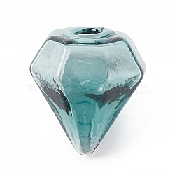 Handmade Blown Glass Bottles, for Glass Vial Pendants Making, Diamond, Aqua, 16~17x15~15.5x13.5~14.5mm, Hole: 2.5~5mm(GLAA-B005-01E)