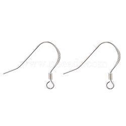 925 Sterling Silver Earring Hooks, Carved 925, Silver, 16x20x1.3mm, Hole: 1.5mm, Pin: 0.5mm(X-STER-K167-049C-S)