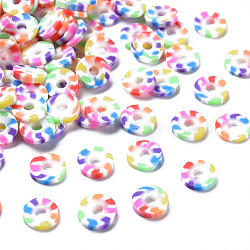 Handmade Polymer Clay Beads, Disc/Flat Round, Heishi Beads, Colorful, 6x1mm, Hole: 1.8mm, about 27000~29500pcs/1000g(CLAY-S095-A004)