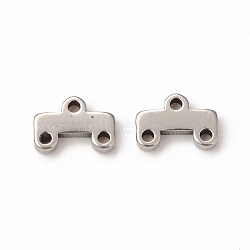 Non-Tarnish 304 Stainless Steel Chandelier Component Links, 3-Loop Connector, Rectangle, Stainless Steel Color, 5x7.5x1.5mm, Hole: 1mm(STAS-A074-02B-P)