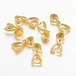 Golden Tone Brass Ice Pick Pinch Bails, 10mm long, 5.5mm wide, 3mm thick, 4mm inner long, 3.5mm inner wide, Pin: 0.8mm(X-IFIN-KK08-G)