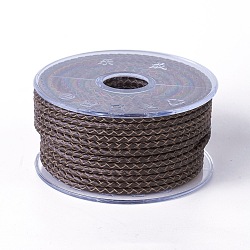 Braided Cowhide Cord, Leather Jewelry Cord, Jewelry DIY Making Material, Coffee, 5mm, about 21.87 yards(20m)/roll(WL-I004-5mm-13)