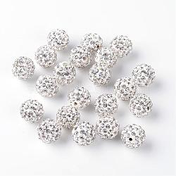 Polymer Clay Rhinestone Beads, Pave Disco Ball Beads, Grade A, Crystal, PP13(1.9~2mm), 10mm, Hole: 1.5mm(RB-H284-10MM-001)