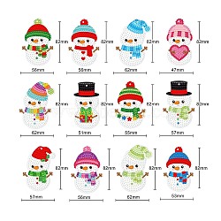 DIY Diamond Painting Hanging Pendants Decoraation Kits, Including PET Pendants, Resin Rhinestones Bag, Diamond Sticky Pen, Tray Plate and Glue Clay, Rope, Snowman, 82x67~62mm, 10pcs/set(PW-WG4E0FD-09)