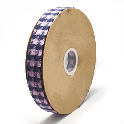 Braided Nylon Ribbon, Tartan Ribbon, Pearl Pink, 1 inches(25~27mm); about 20yards/roll(18.2m/roll)(SRIB-N003-25A)