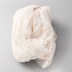 Gold Silver Star/Moon Mesh Tulle Fabric, Plaque Gauze Fabric for Wedding Dress, Veils, Tutu Dress, Prom Gown, Antique White, 511x140x0.02cm(AJEW-WH0314-59C)