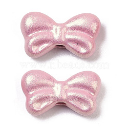 Spray Painted Alloy Beads, with Glitter Powder, Bowknot, Lead Free & Nickel Free & Cadmium Free, Pink, 7.5x13.5x4mm, Hole: 1.6mm(PALLOY-S038-10C)