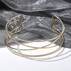 Iron Open Cuff Choker Necklaces for Women, Golden, Inner Diameter: 4.49 inch(11.4cm), 40mm(NJEW-M085-06G)