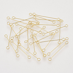 Iron Eye Pins, Double Sided Eye Pins, Cadmium Free & Lead Free, Golden, 25x0.4mm, Hole: 1.8mm, Head: 3mm(X-IFIN-S126-01C-G)