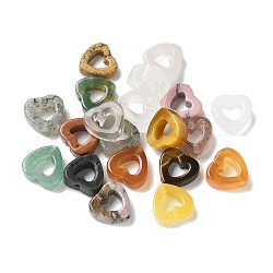 Mixed Gemstone Bead Frame, Heart, 9.5~10x9.5~10.5x3.5mm, Hole: 1.2mm, Inner Diameter: 4x4mm(G-C167-02)