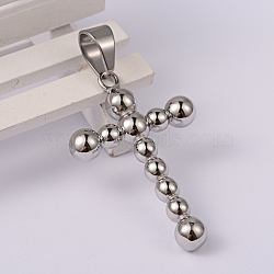 Cross 304 Stainless Steel Big Pendants, Stainless Steel Color, 52x34x8mm, Hole: 11x8.5mm(STAS-K059-P)