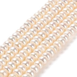 Natural Cultured Freshwater Pearl Beads Strands, Grade 5A, Rondelle, PapayaWhip, 5~5.5x4~4.5mm, Hole: 0.8mm, about 96pcs/strand, 15.16''~15.35''(38.5~39cm)(PEAR-J007-03)
