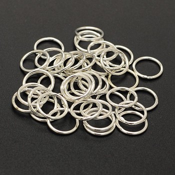 Brass Round Rings, Soldered Jump Rings, Closed Jump Rings, Cadmium Free & Lead Free, Silver Color Plated, 18 Gauge, 8x1mm, 7x1mm, Inner Diameter: 5mm, about 85pcs/10g