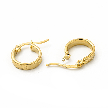 201 Stainless Steel Grooved Arrow Hoop Earrings with 304 Stainless Steel Pin for Women, Golden, 27x29x2mm, Pin: 0.6x1mm