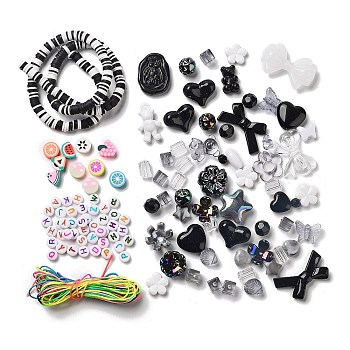 DIY Candy Color Beaded Pendant Decoration Making Kits, Black, 6x1.2mm