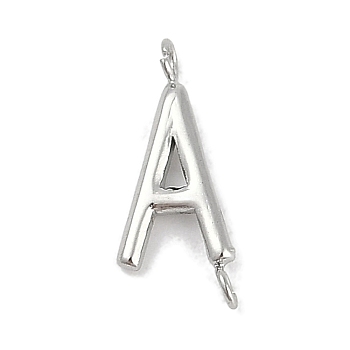 304 Stainless Steel Letter Connector Charms, Stainless Steel Color, Letter A, 12x5x2mm, Hole: 1.2mm