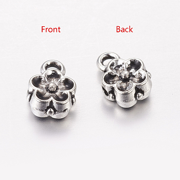 Tibetan Style Flower Tube Bails, Loop Bails, Alloy Bail Beads, Cadmium Free & Nickel Free & Lead Free, Antique Silver, 8x6x4mm, Hole: 1mm