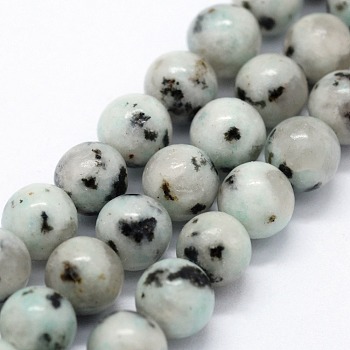 Natural Sesame Jasper/Kiwi Jasper Beads Strands, Round, 12mm, Hole: 1.2mm, about 32pcs/strand,  14.76 inch(37.5cm)