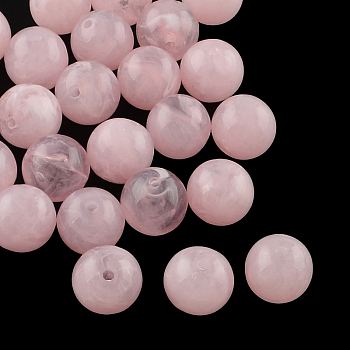Round Imitation Gemstone Acrylic Beads, Pearl Pink, 6mm, Hole: 1.5mm, about 4100pcs/500g