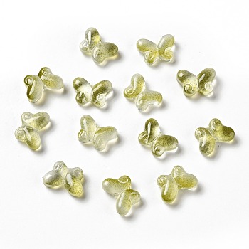 Transparent Glass Beads, Butterfly, Yellow Green, 10x14.5x4.5mm, Hole: 1mm