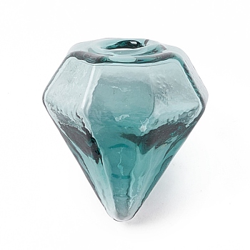 Handmade Blown Glass Bottles, for Glass Vial Pendants Making, Diamond, Aqua, 16~17x15~15.5x13.5~14.5mm, Hole: 2.5~5mm