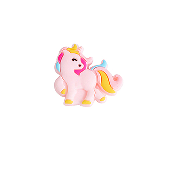 Unicorn Silicone Focal Beads, Pink, 31x26x9mm