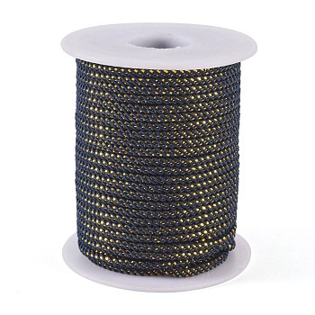 Round String Thread Polyester Cords, with Gold Wire, Prussian Blue, 2.5mm, about 21.87 yards(20m)/roll