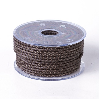 Braided Cowhide Cord, Leather Jewelry Cord, Jewelry DIY Making Material, Coffee, 5mm, about 21.87 yards(20m)/roll