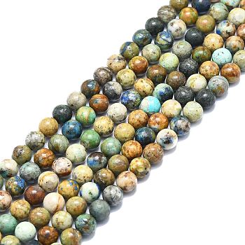 Natural Chrysocolla and Lapis Lazuli Beads Strands, Round, 8mm, Hole: 1mm, about 50pcs/strand, 15.55 inch(39.5cm)