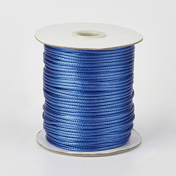 Eco-Friendly Korean Waxed Polyester Cord, Royal Blue, 0.5mm, about 169.51~174.98 Yards(155~160m)/Roll
