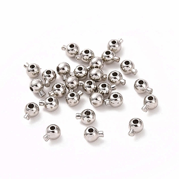 Rack Plating Brass Crimp Beads, Round, Platinum, 4.5x3.5x3mm, Hole: 0.8mm