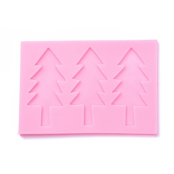 Food Grade Christmas Tree Silicone Molds, Fondant Molds, Baking Molds, Chocolate, Candy, Biscuits, UV Resin & Epoxy Resin Jewelry Making, Hot Pink, 167x115x6mm, Inner Size: 98x45mm