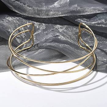 Iron Open Cuff Choker Necklaces for Women, Golden, Inner Diameter: 4.49 inch(11.4cm), 40mm