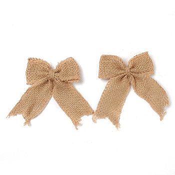 Braided Linen Ornament Accessories, for DIY Craft Making, Bowknot, Tan, 113~120x113~123x10.5~11mm
