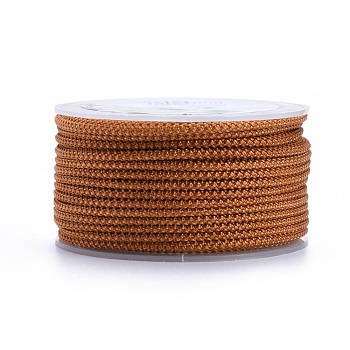 Polyester Braided Cord, Coffee, 3mm, about 12.02~13.12 yards(11~12m)/roll