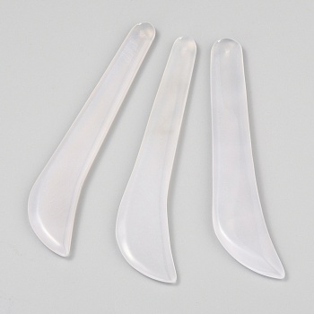 Natural Agate Massage Stick, Gua Sha Massage Tools, for Soft Tissue, Physical Therapy Stuff Used for Back, Legs, Arms, Neck, Shoulder, Crescent Blade Shape, Ghost White, 105~118.5x23~25x4~5.5mm, Hole: 2mm
