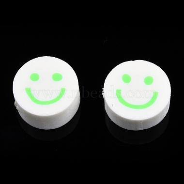 Lime Green Flat Round Polymer Clay Beads