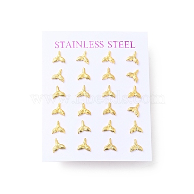 304 Stainless Steel Tiny Whale Tail Stud Earrings with 316 Stainless Steel Pins for Women(EJEW-J043-15G)-3