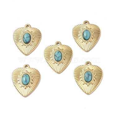 PVD Vacuum Plating 201 Stainless Steel Natural Turquoise Pendants(STAS-C064-VC1017)-4