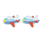 Polyester Computerized Embroidery Cloth Iron on Sew on Patches, Airplane, Appliques Patches, Colorful, 37.5x29x2mm(PATC-L001-20)