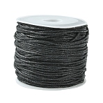 23M Waxed Cotton Cords, Multi-Ply Round Cord, Macrame Artisan String for Jewelry Making, with 1Pc Plastic Spools, Black, 1mm(YC-YW0001-11)