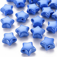 Opaque Acrylic Beads, Pearlized, Star, Blue, 20.5x21x12.5mm, Hole: 3.5mm(X-MACR-S372-02B-86)